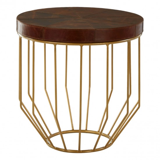 Soho Brown Leather Side Table